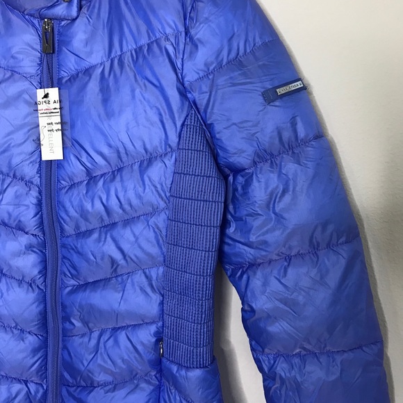 NWT Via Spiga Blue Smocked Quilted Puffer Coat - Picture 6 of 10